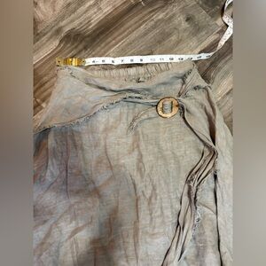 Taupe asymmetrical Skirt with Buckle